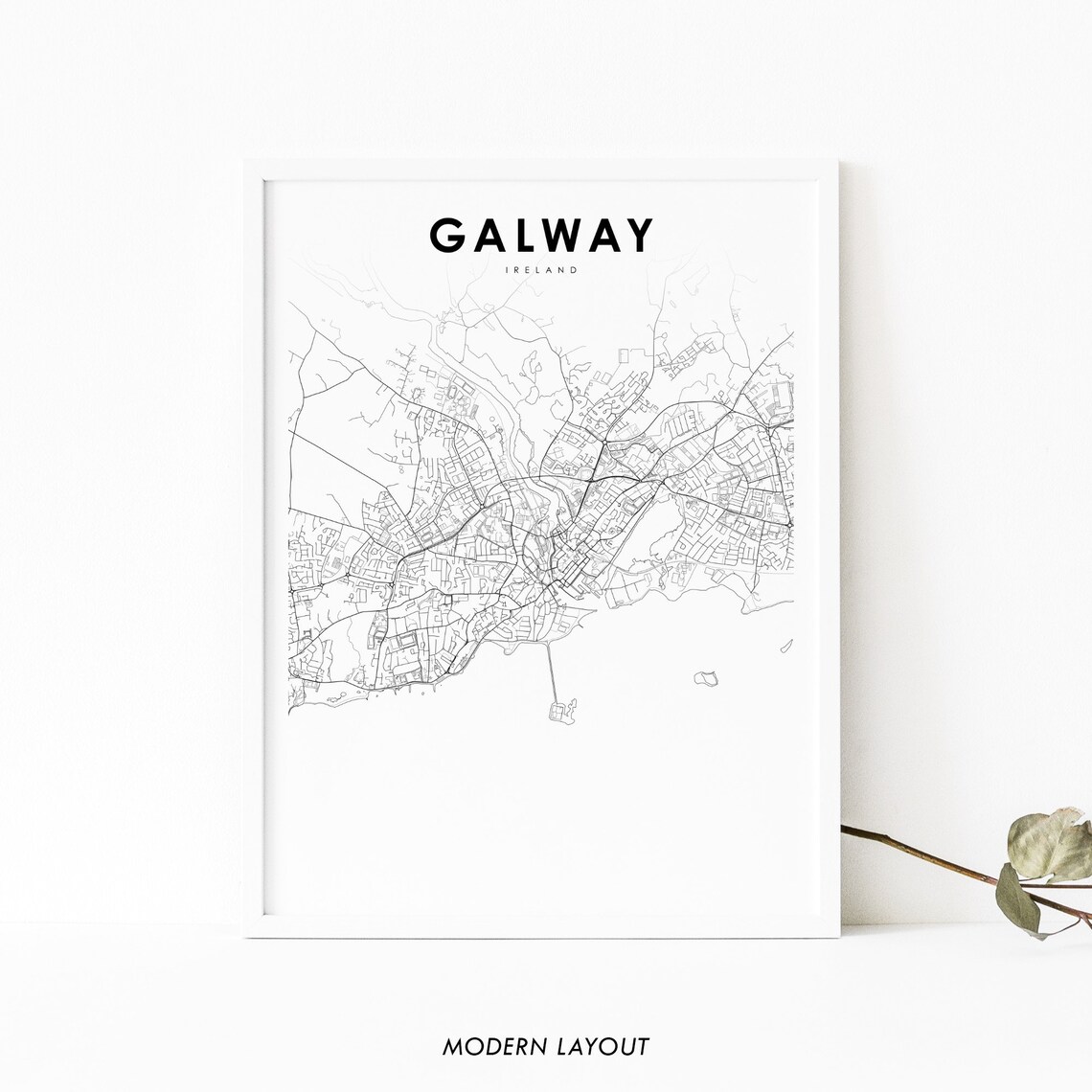 Galway Ireland Map Art Print, Gaillimh City Map