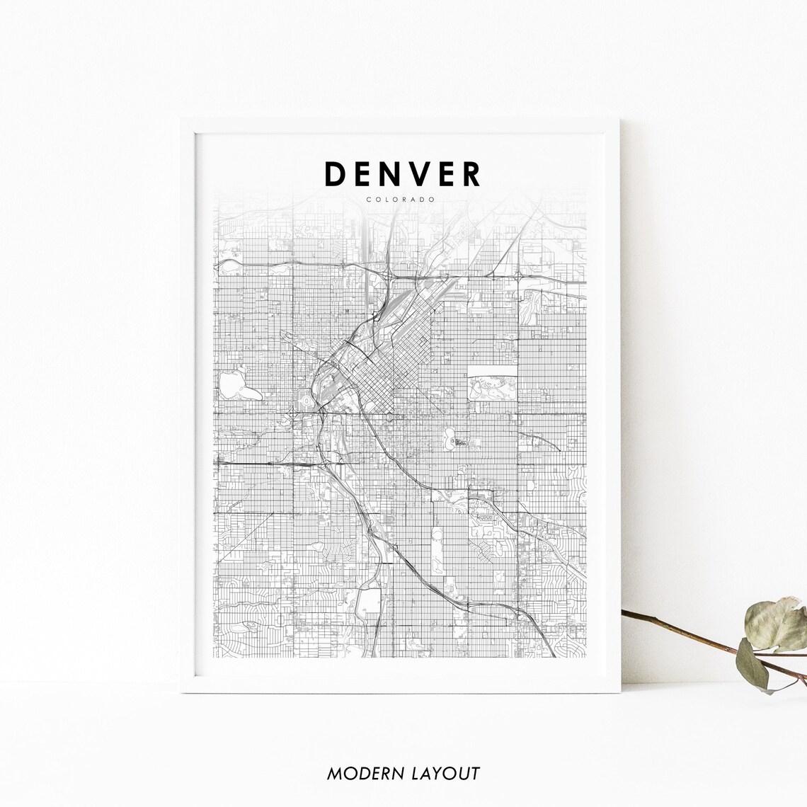 Denver Co Map Print, Colorado City Street Poster