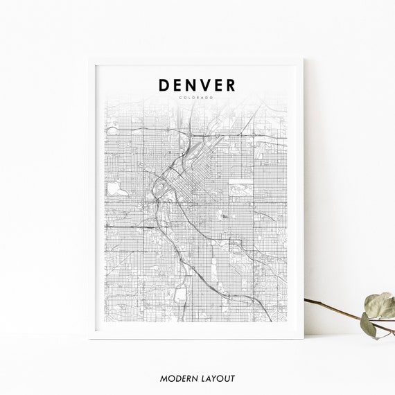 Denver Co Map Print, Colorado City Street Poster
