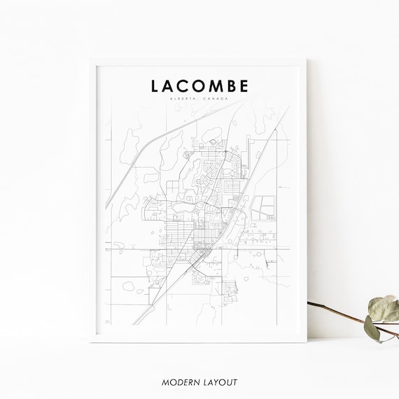 Lacombe Alberta Canada Modern City Map Minimalist Street Poster