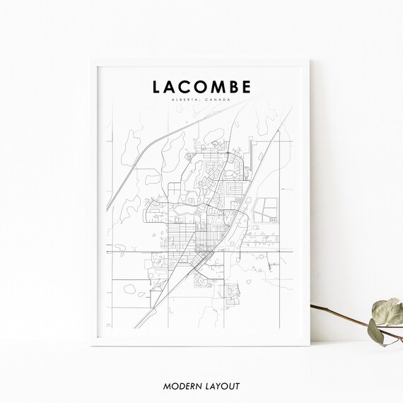 Lacombe Alberta Map Print Ab Canada Art Poster Red Deer City Street Road Nursery Room Office Wall Decor