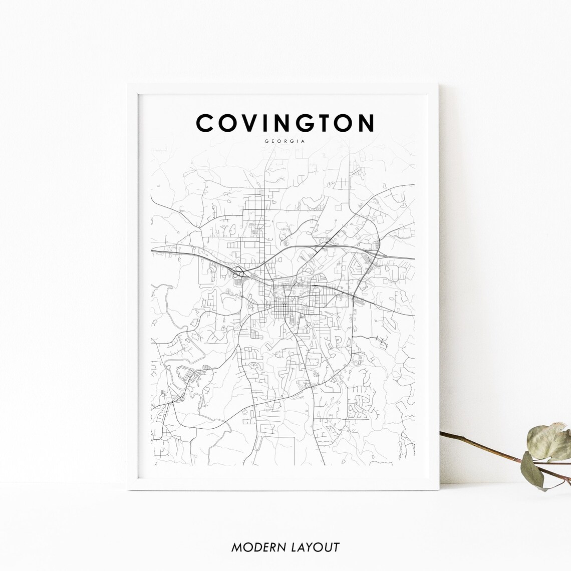 Covington, GA Map Print, Georgia City Art Poster