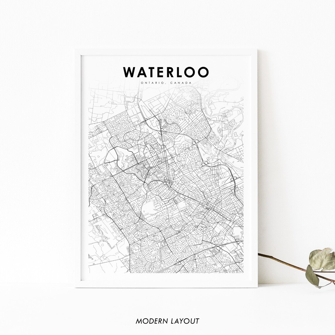 Waterloo Ontario Map Print, Canada City Poster