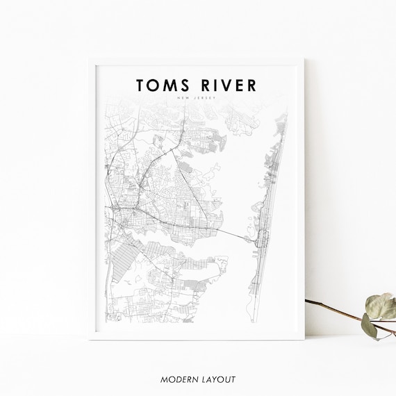 Toms River New Jersey Minimalist Black White City Map Art Poster