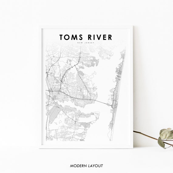 Toms River Nj Map Print New Jersey Usa Art Poster Ocean County City Street Nursery Room Wall Office Decor