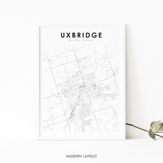 Uxbridge Ontario Map Print Durham On Canada Art Poster City Street Road Nursery Room Wall Office Decor