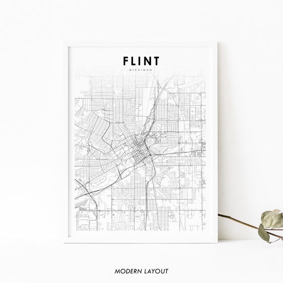 Flint, MI Map Print, Michigan Nursery Decor