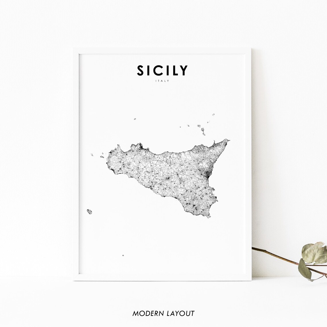 Sicily Italy Map Print, Nursery Room Wall Art