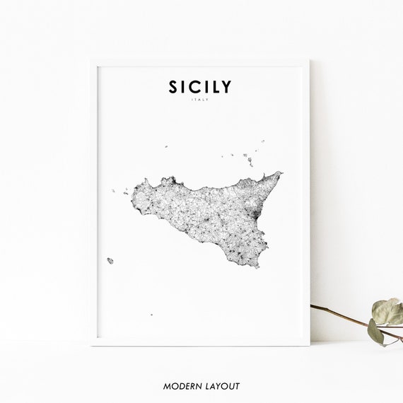 Sicily Italy Map Print, Nursery Room Wall Art