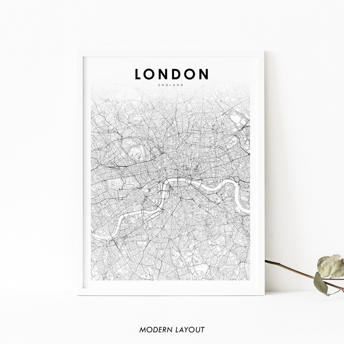 London England Map Print, UK City Street Road Poster
