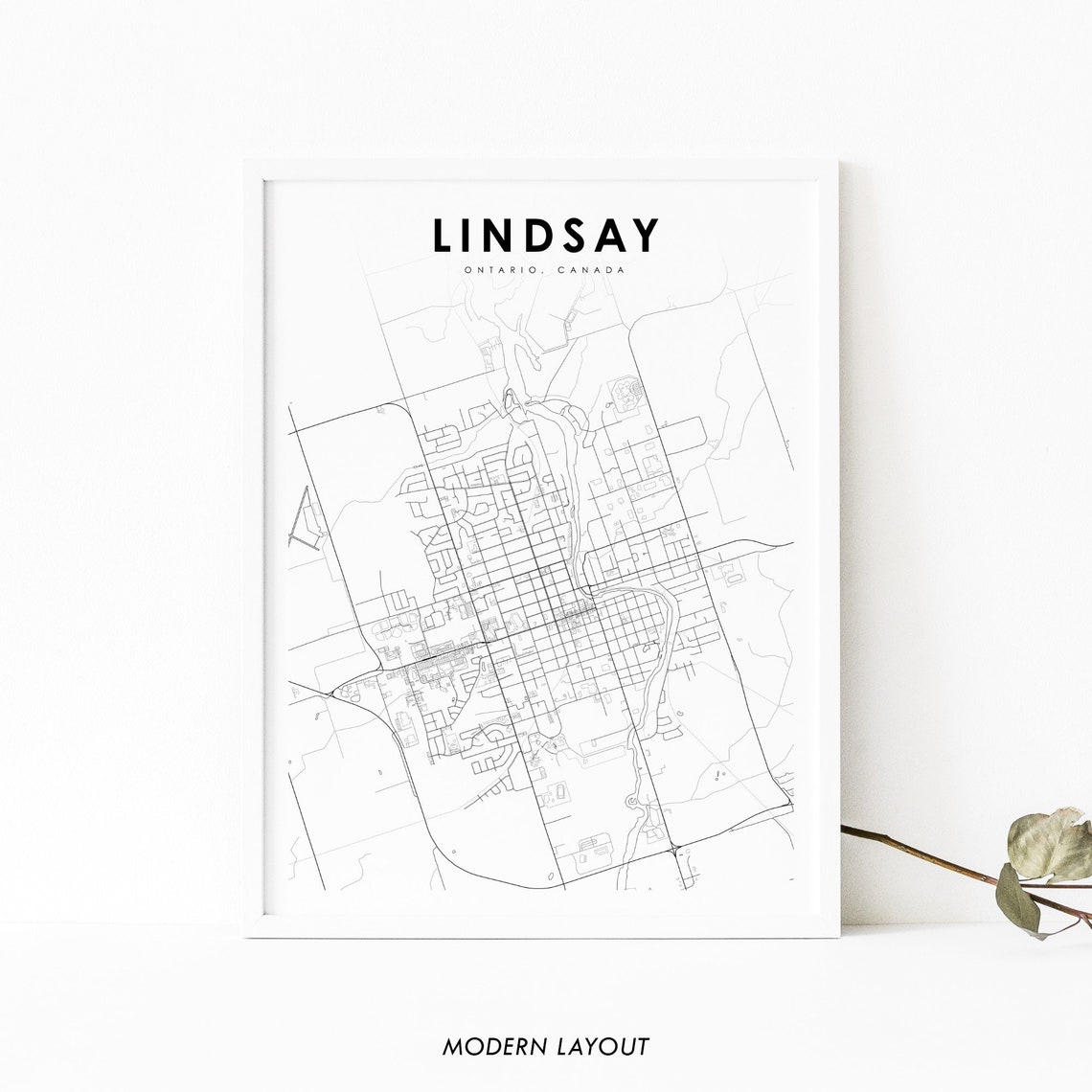 Lindsay Ontario Canada Minimalist City Street Map Modern Poster
