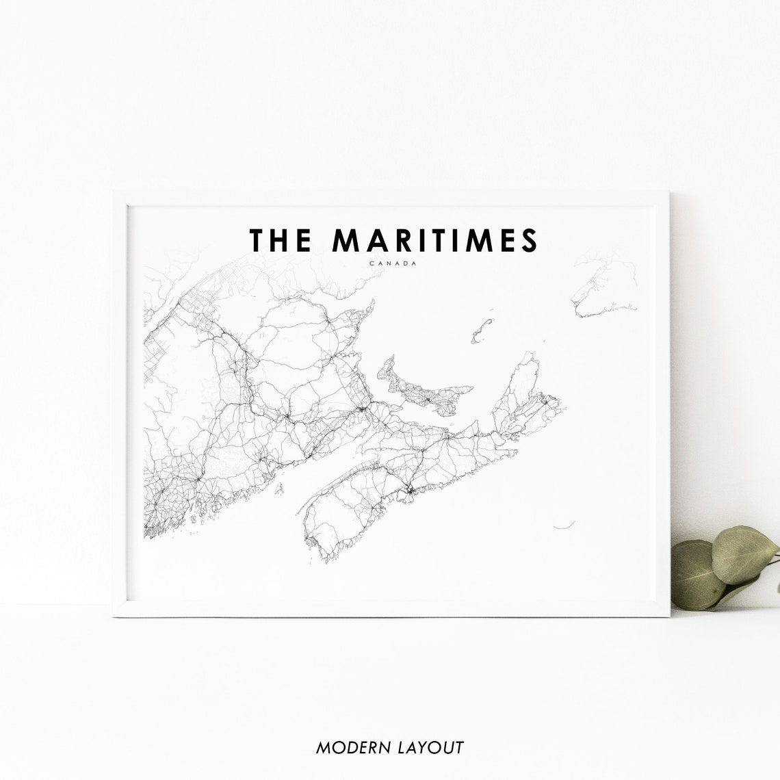 The Maritimes Canada Detailed Road Map Atlantic Provinces Print