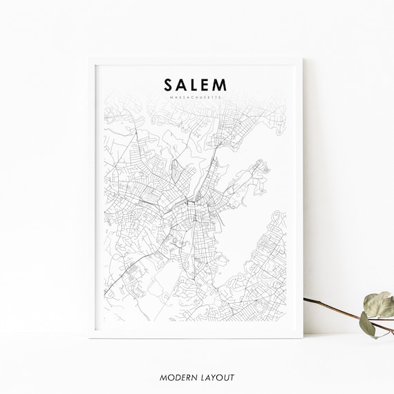 Salem Ma Map Print Massachusetts Usa Art Poster City Street Road Nursery Room Wall Office Decor