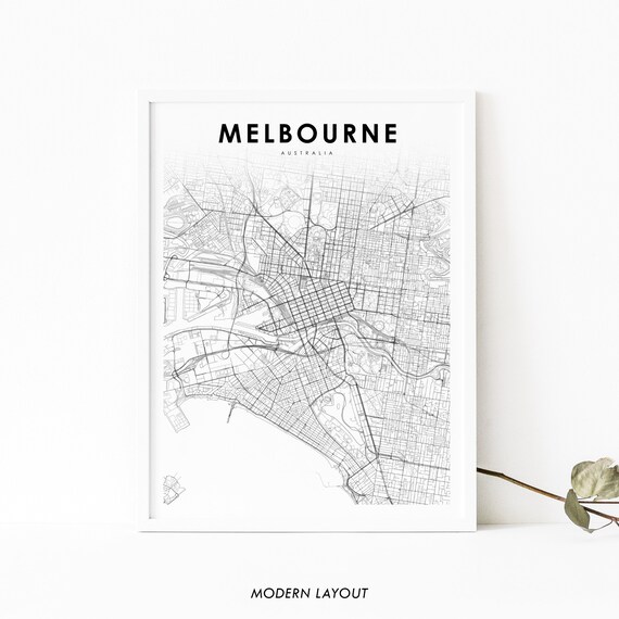 Downtown Melbourne Australia Map Print Victoria Art Poster City Street Road Nursery Room Wall Office Decor