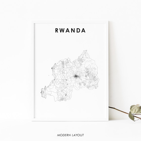 Rwanda Africa Minimalist Country Road Map Art Poster Travel Gift