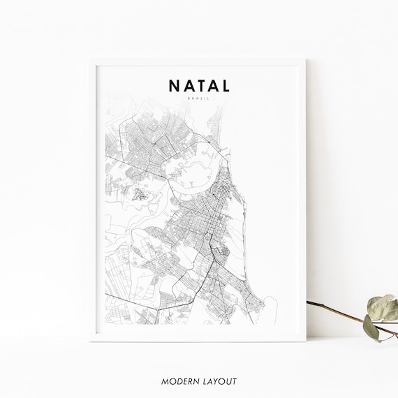 Natal Brazil City Street Map Minimalist Black Line Art Poster