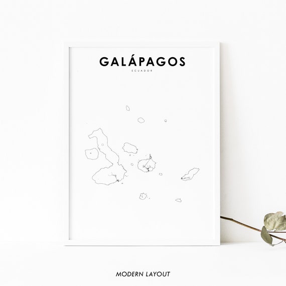 Galapagos Map Print, Ecuador Nursery Room Decor