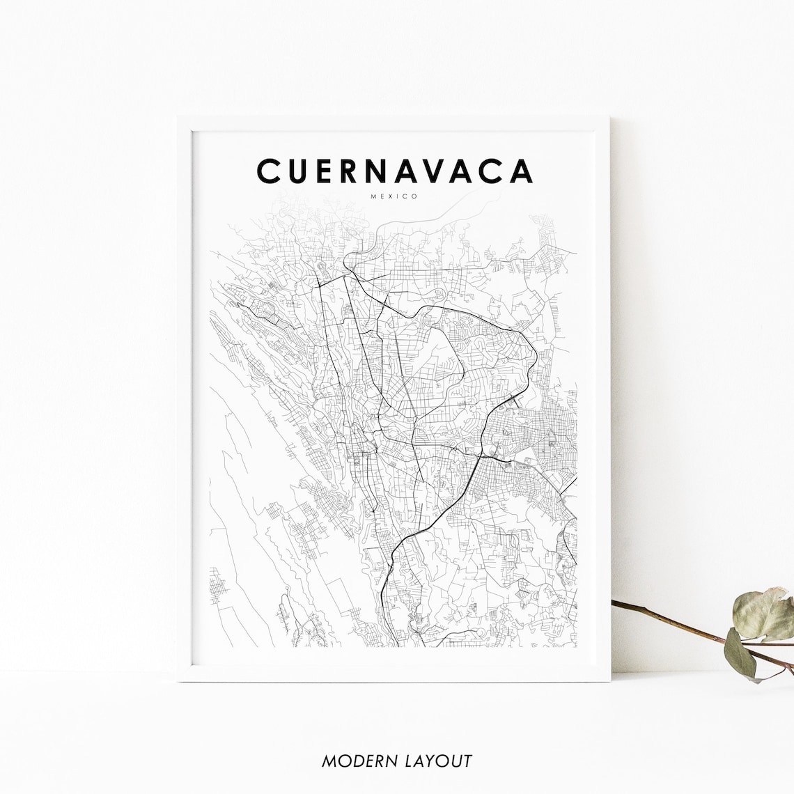 Cuernavaca Mexico Map Print, Morelos City Poster