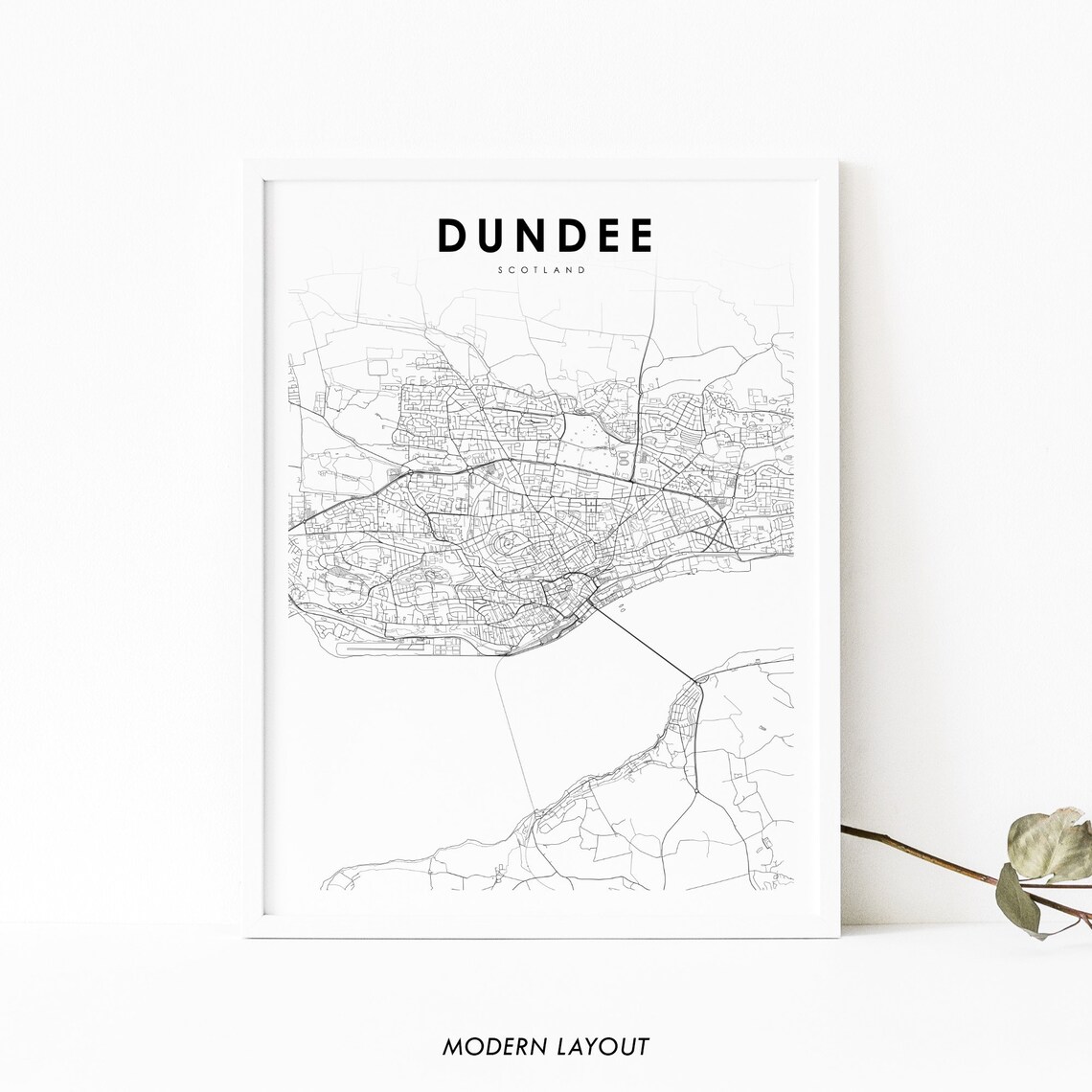 Dundee Scotland Map Art Print, UK City Street Map