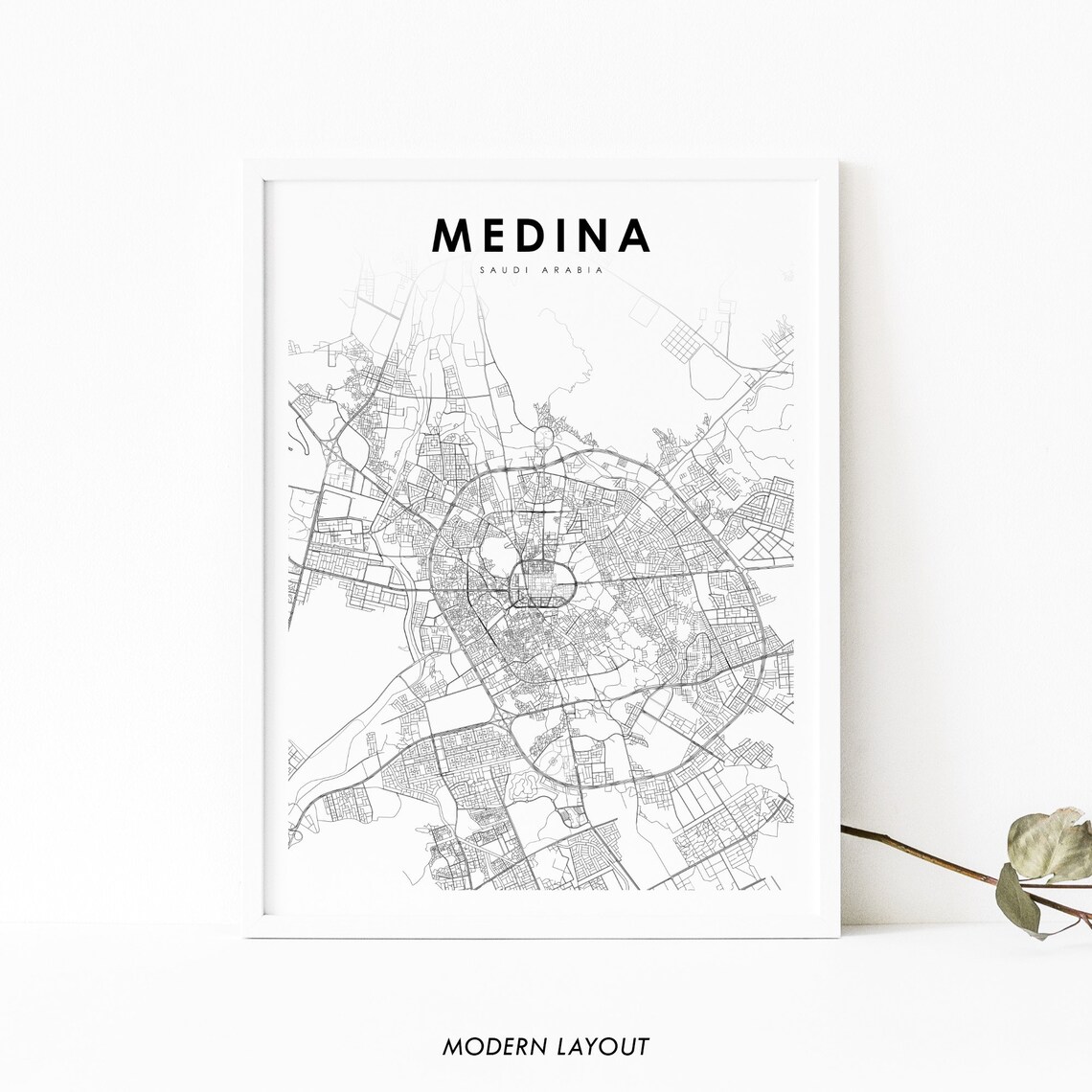 Medina Saudi Arabia Map Art Print, Nursery Room Decor