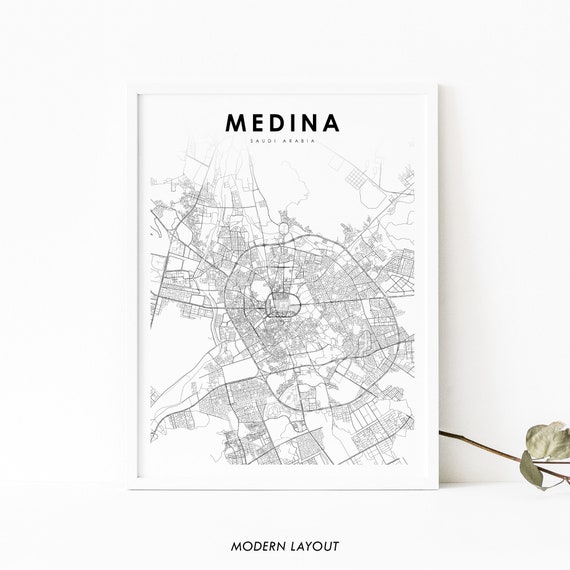 Medina Saudi Arabia Map Art Print, Nursery Room Decor