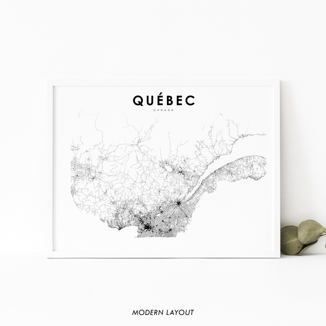 Quebec Canada Road Map Poster, Montreal Nursery Decor