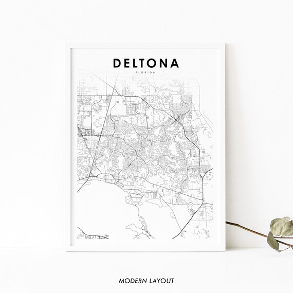 Deltona Fl Map Print Florida Usa Art Poster Volusia County City Street Road Nursery Room Wall Office Decor
