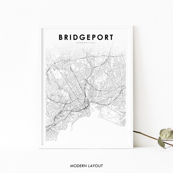 Bridgeport Ct Map Print Connecticut Usa Art Poster City Street Road Nursery Room Office Wall Decor