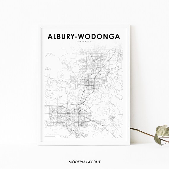 Albury Wodonga Australia Minimalist City Street Map Wall Art