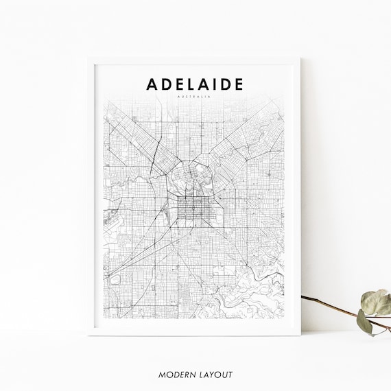 Adelaide Australia Map Print Sa Art Poster City Street Road Nursery Room Wall Office Decor