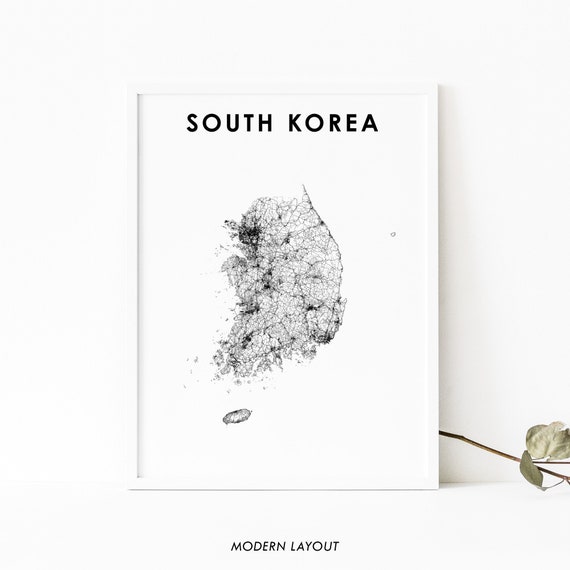 South Korea Map Print, Seoul Nursery Room Decor