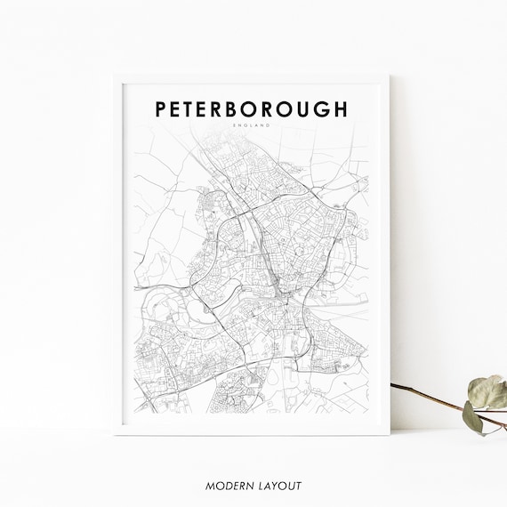 Peterborough England Map Art Print, Nursery Decor