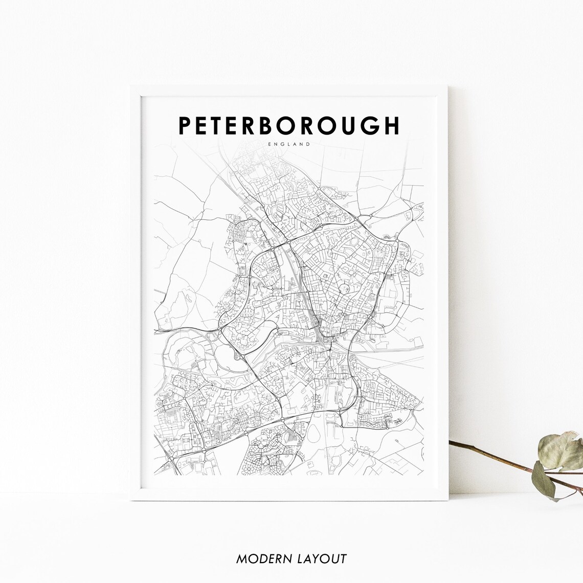 Peterborough England Map Art Print, Nursery Decor