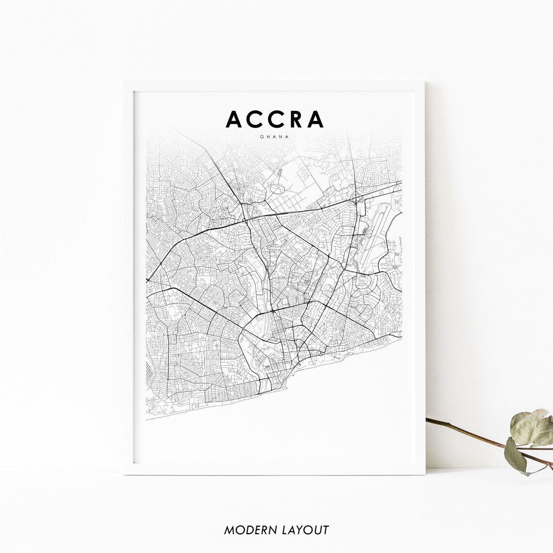 Accra Ghana Map Art Print, Nursery Room Decor
