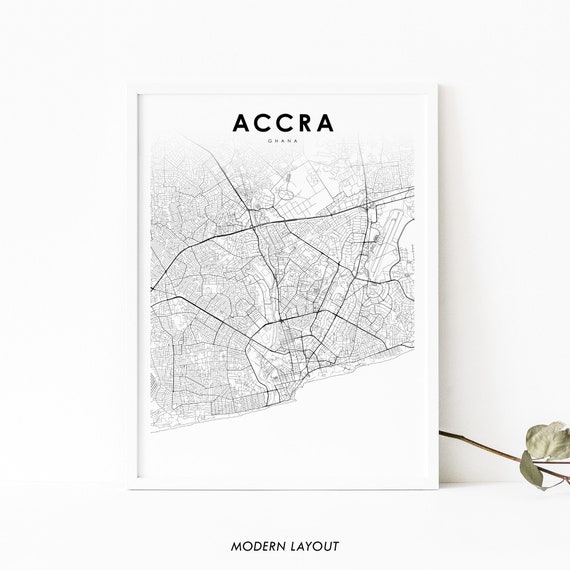 Accra Ghana Map Art Print, Nursery Room Decor