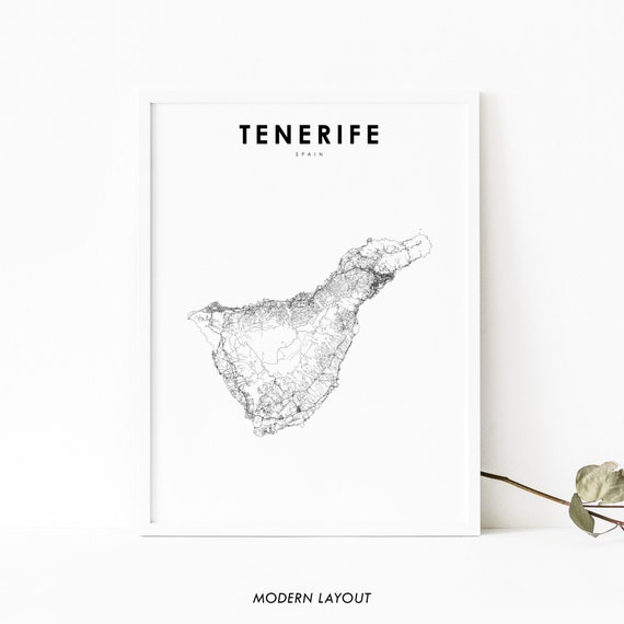 Tenerife Canary Islands Map Print, Spain Travel Poster
