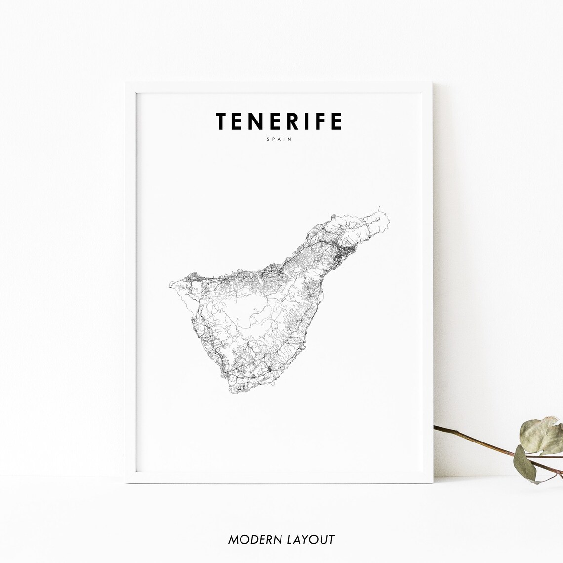 Tenerife Canary Islands Map Print, Spain Travel Poster