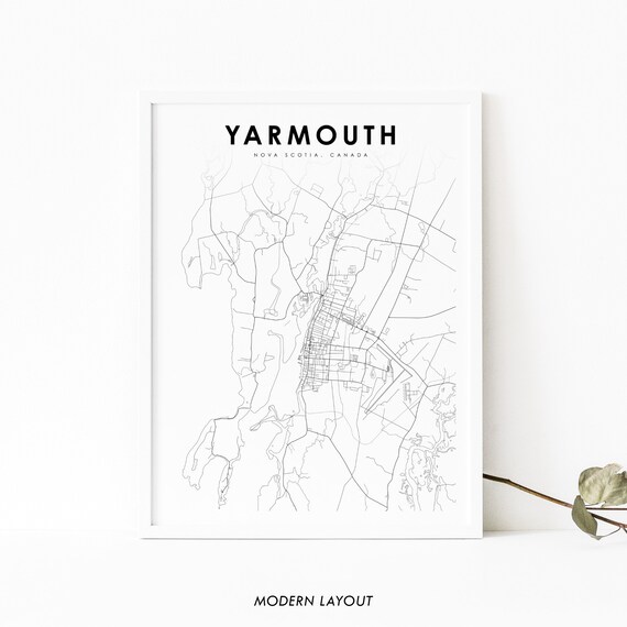 Yarmouth Nova Scotia Map Print, Canada Travel Poster