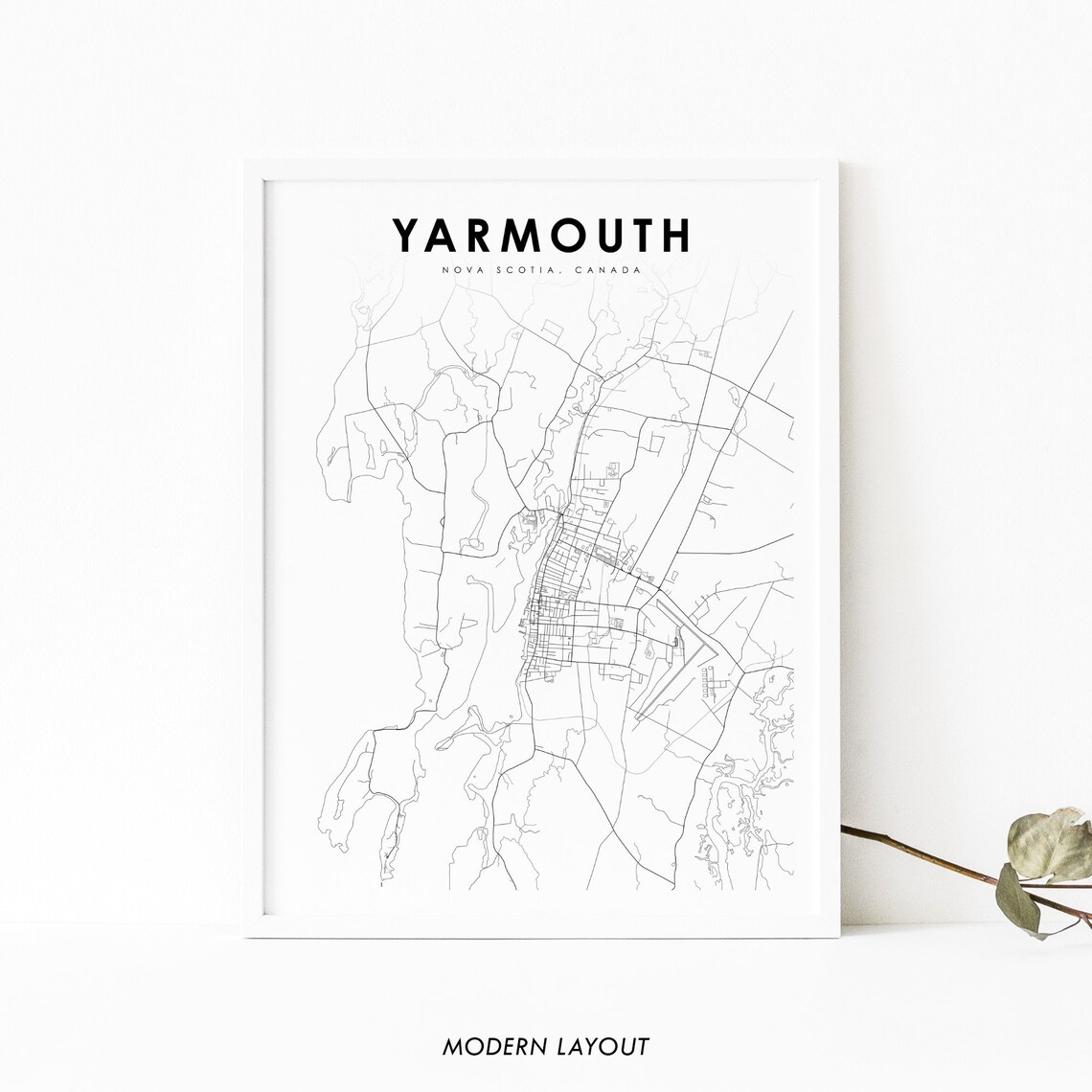 Yarmouth Nova Scotia Map Print, Canada Travel Poster