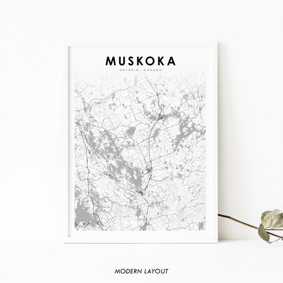 Muskoka Ontario Map Print, Canada Travel Poster
