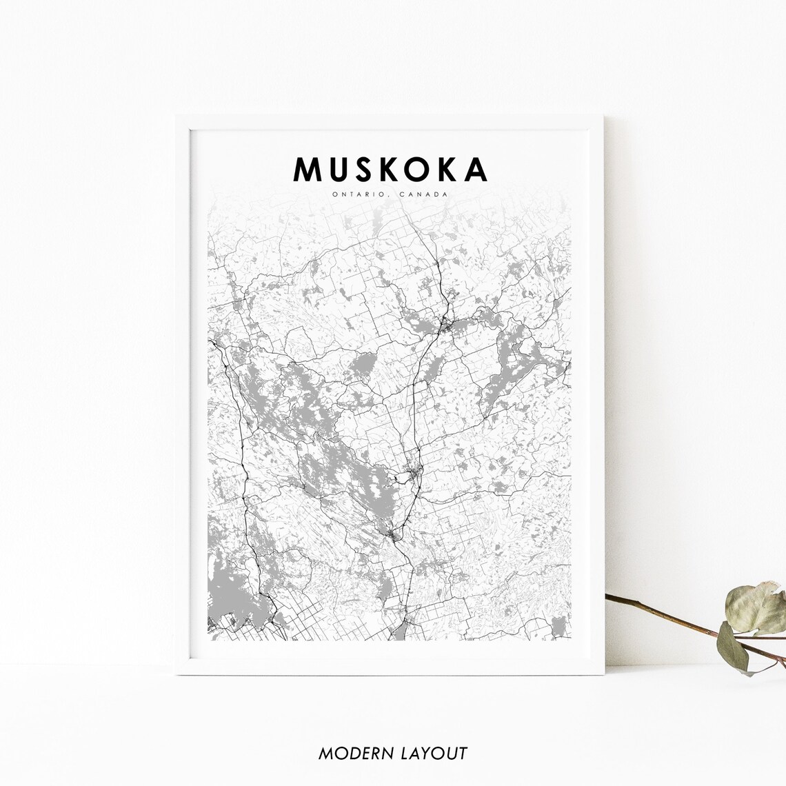Muskoka Ontario Map Print, Canada Travel Poster