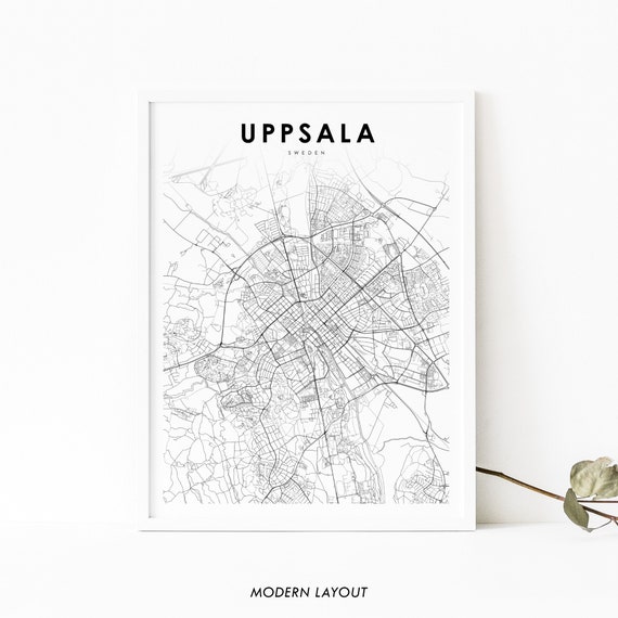 Uppsala Sweden Map Print, City Street Road Poster