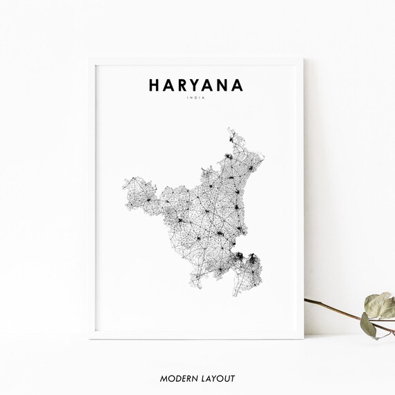 Haryana India Detailed Street Map Modern Layout Travel Poster