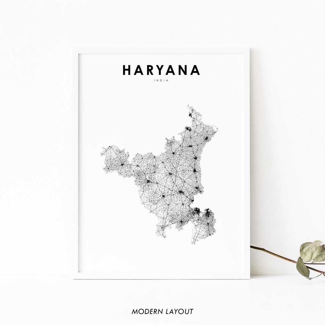 Haryana India Detailed Street Map Modern Layout Travel Poster