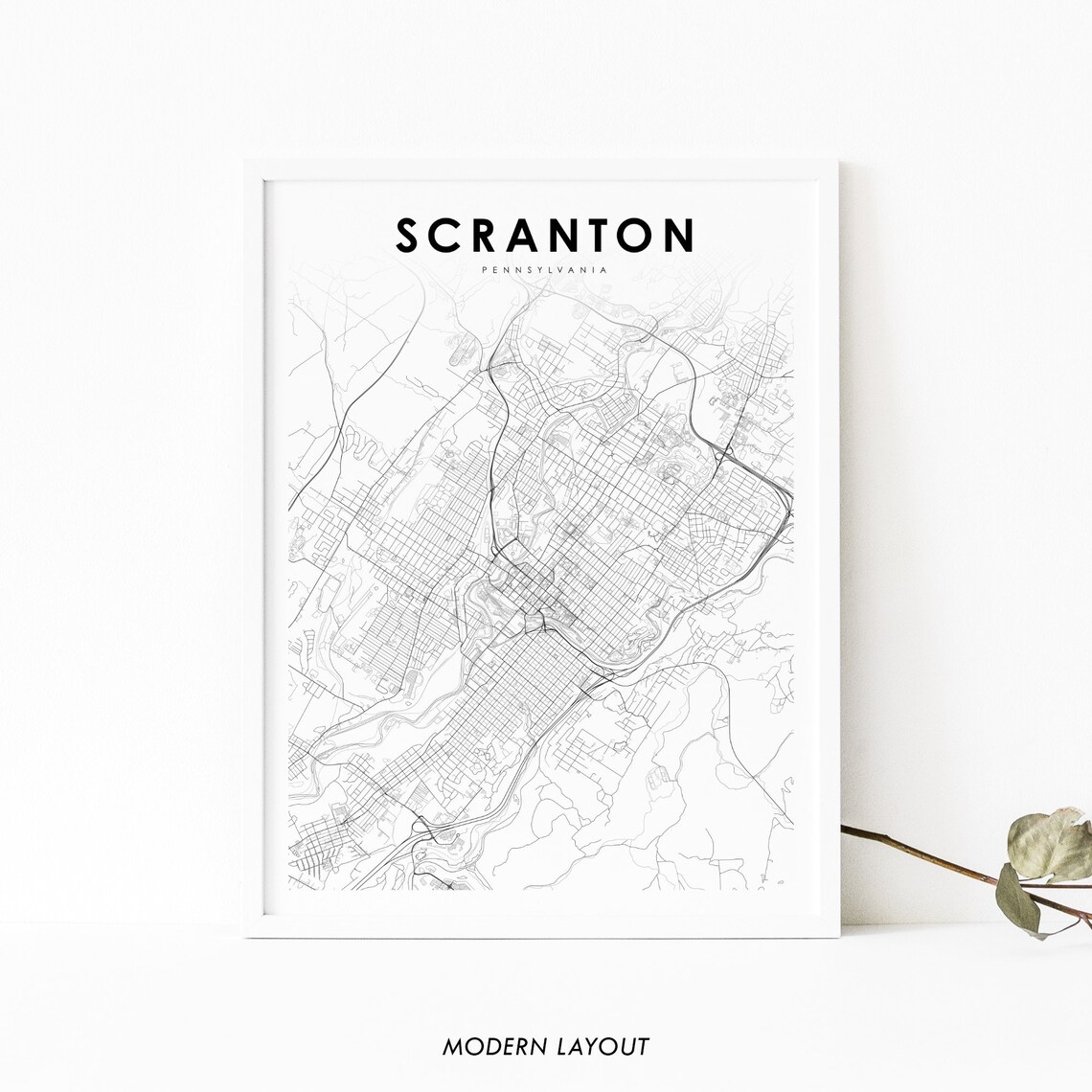 Scranton PA Map Print, Pennsylvania Nursery Decor