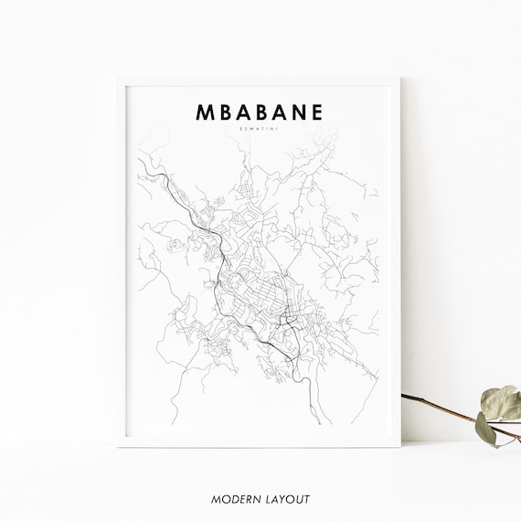 Mbabane Eswatini Minimalist City Street Map Modern Layout Poster