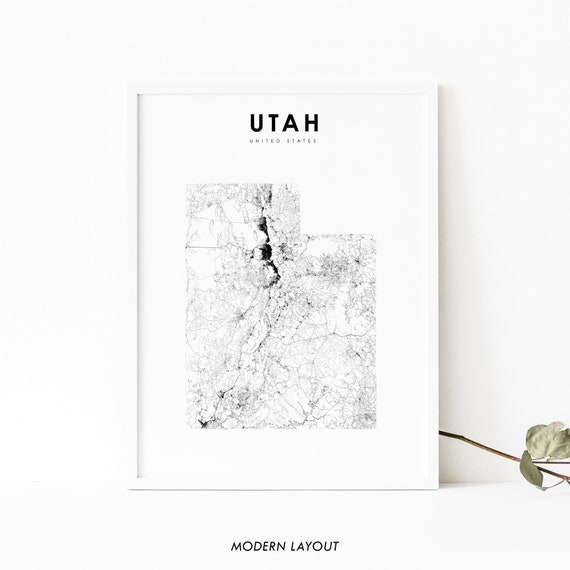 Utah Map Print, Nursery Room Road Decor