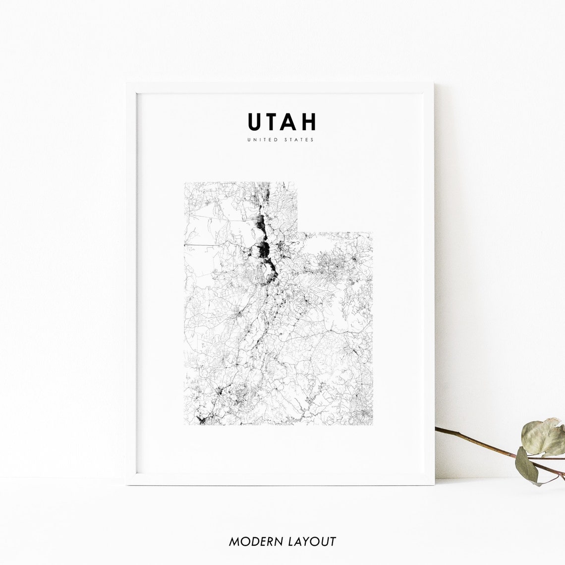 Utah Map Print, Nursery Room Road Decor