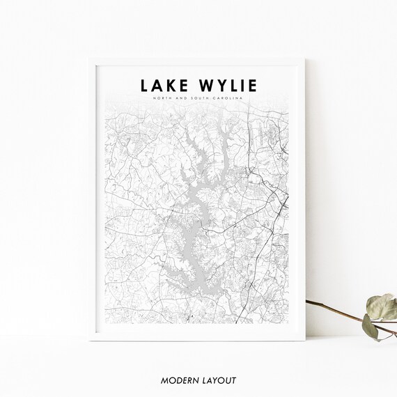 Lake Wylie Sc Map Print North South Carolina Usa Art Poster City Street Road Nursery Room Office Wall Decor
