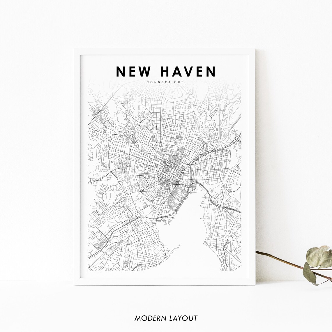Connecticut USA Map Art Print, Yale City Street